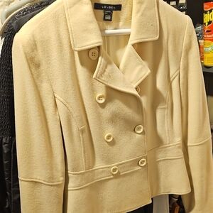 Cream Double-Breasted Women's Jacket Heavy Fabric Winter White